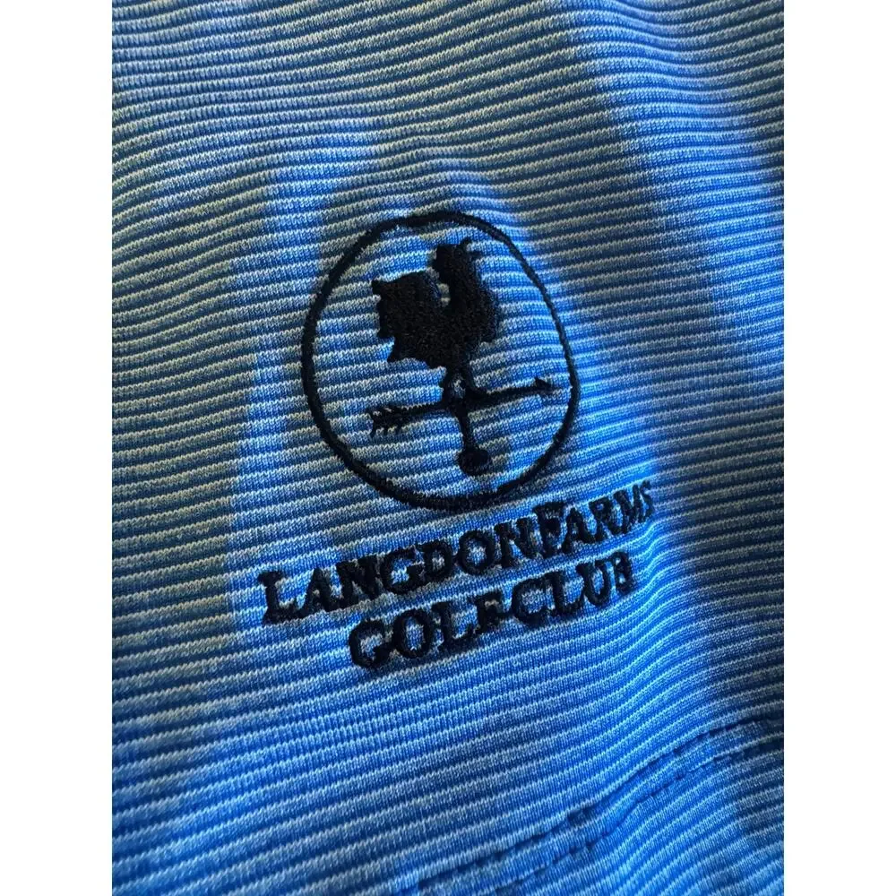 Nike Golf Dri-FIT Polo Shirt Men’s Large Blue Striped Langdon Farms Golf Club